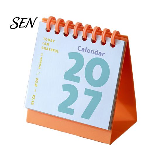 Small Desk Calendar 2027 Mini Calendar, Spiral Bound Standing Flip Monthy Desktop Schedule Planner for Home Office Daily