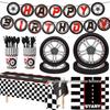 Cross-Border Tire Birthday Party Tableware Set: Plates, Cups, Napkins, Banners, Spiral & Knife