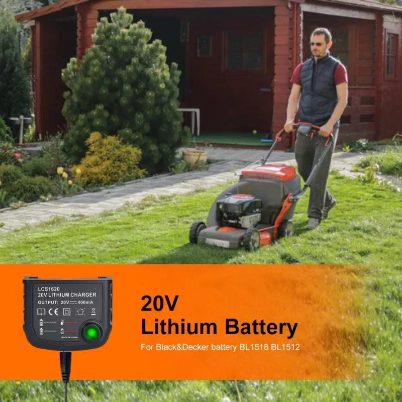 US/EU/UK/AU Plug 20V Lithium Battery Charger Compatible with For Black&Decker 20V LBXR2020-OPE, LB2X3020-OPE Lithium Batteries