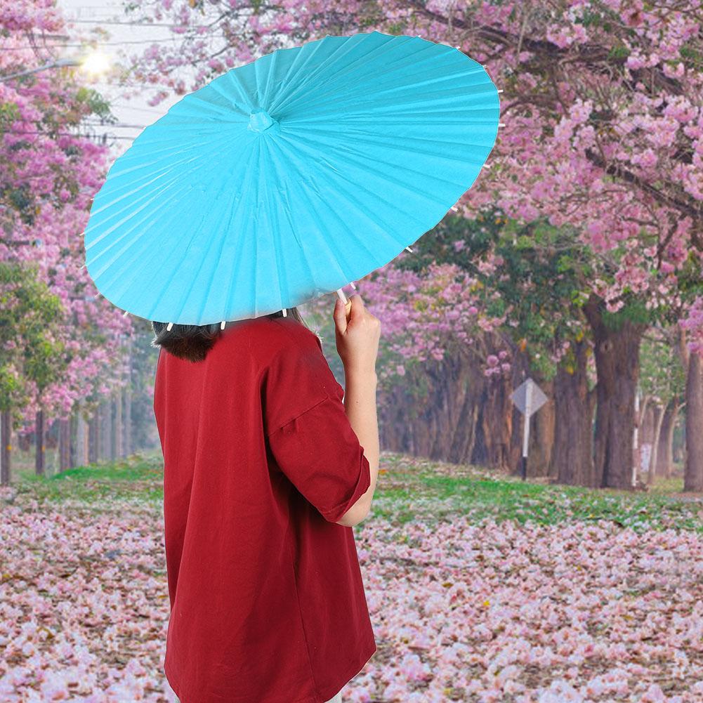 Kinder DIY Blankopapier Regenschirm Bastelschirm für Kinder Malen Zeichnen Dekor Geschenk (blau)
