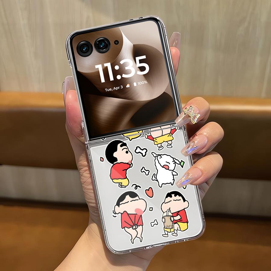 

Case for Motorola Razr 50 50/60 60 Ultra 50Ultra Soft Clear Phone Cover Luxury Funda Crayon Shin Chan Cartoon Motorola Razr 60 Ultra