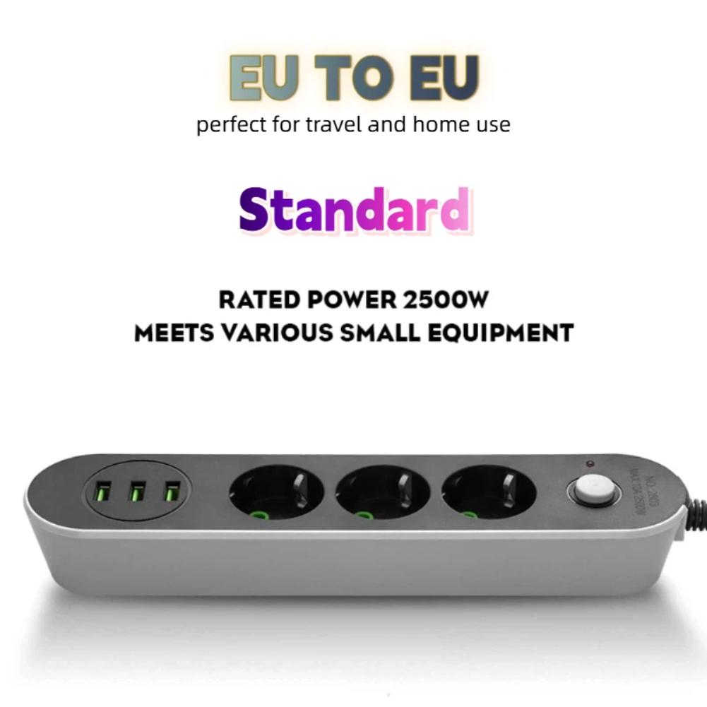 

2-Prong EU Power Strip with USB Ports - Surge Protected Travel Adapter, Multi-Outlet for Reliable Charging Standard