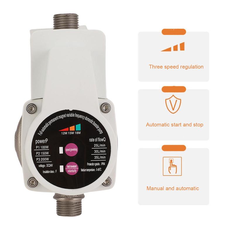 Water Pressure Booster Pump Automatic Quiet 3 Speeds Brushless Motor Water Pump for Faucets Toilets Boilers Showers Booster Pump