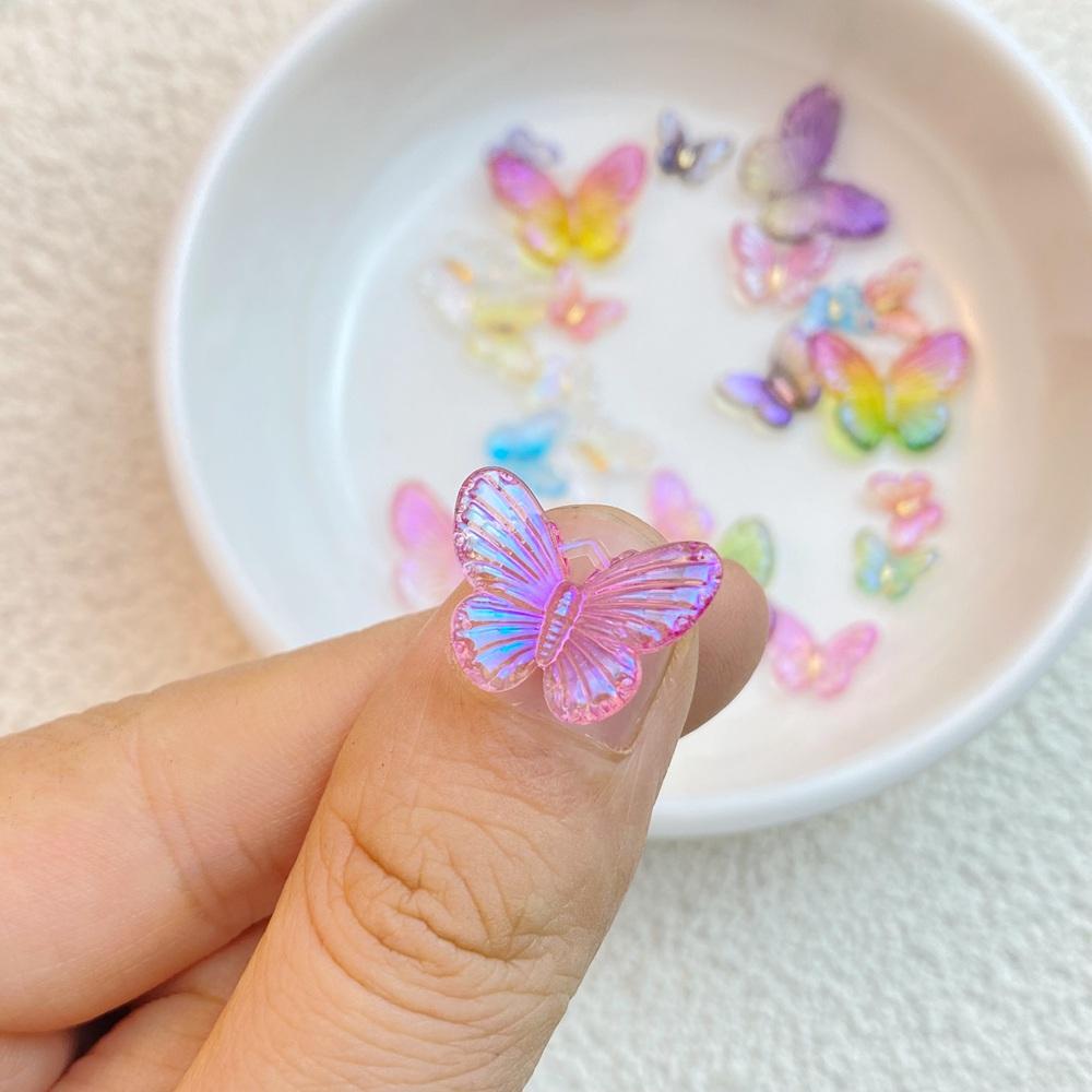40Pcs New Cute Resin Mini Sparkling Butterfly Series Flat Back Manicure Parts Embellishments For Hair Bows Accessories