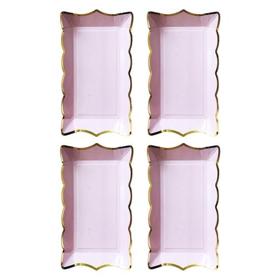 4Pcs/Set Disposable Fruit Plate Multifunctional Large Capacity Colorful Rectangular Disposable Tableware Plate for Picnic