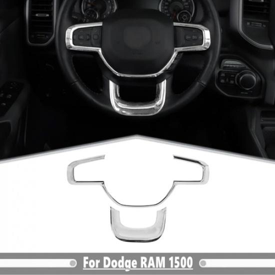 For Dodge Ram 1500 -2025 ABS Chrome Interior Steering Wheel Decorative Trim