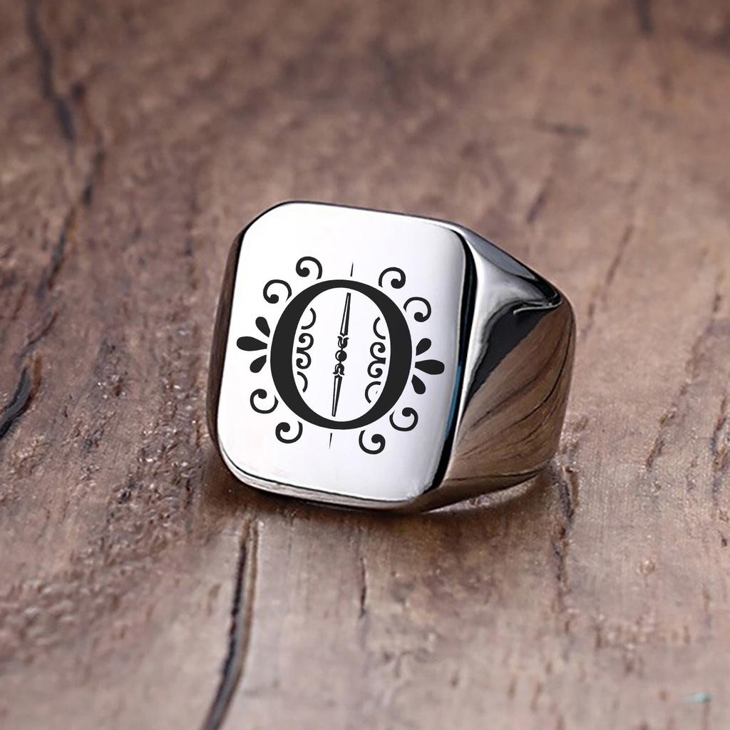 Herrenring, Sigent-Ringe, Alphabet-Ring aus Edelstahl für Herren, Vatertagsgeschenk