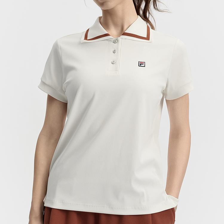 Fila Tennis Minimalist Comfortable Trendy Sports Cool Short Sleeve Polo Shirt Women Tops A11W533109F-WT