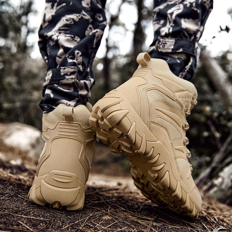 Men's Casual Tactical Boots Lightweight Side Zipper Motorcycle Boots Outdoor Fashion Boots