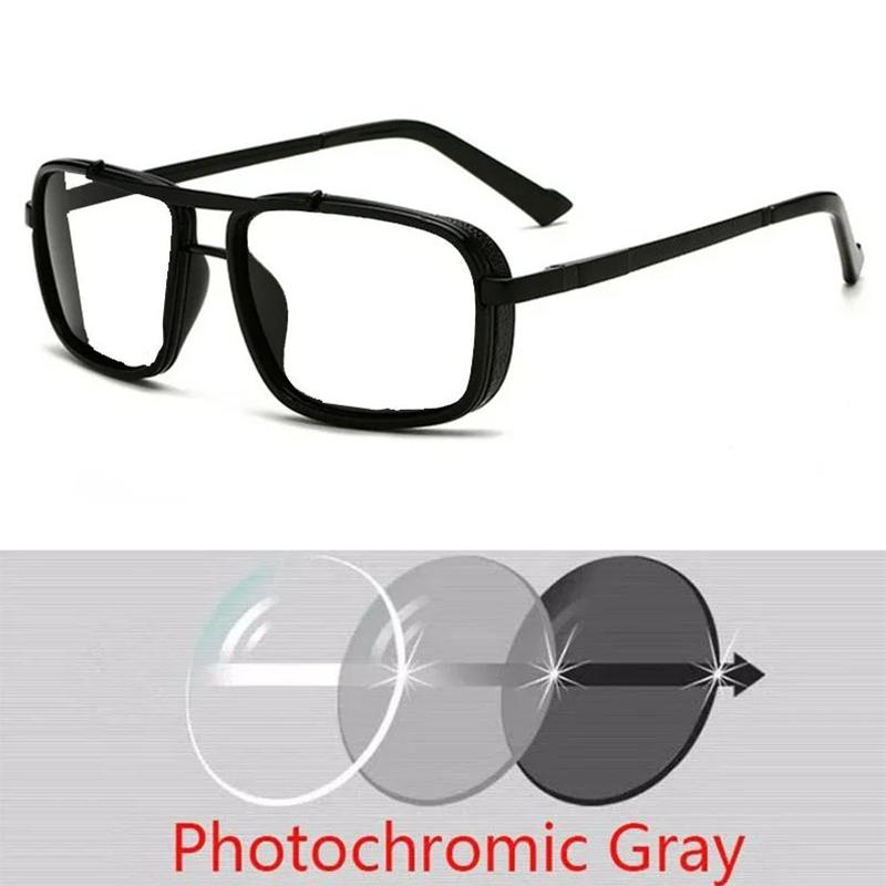 0 -0.5 -0.75 -1.0 Bis -4.0 Graue/Tee-Gläser Sonnenbrille mit Stärke Herren Polarisiert Myopie-Gläser Schutzbrille Punk Sonnenbrille