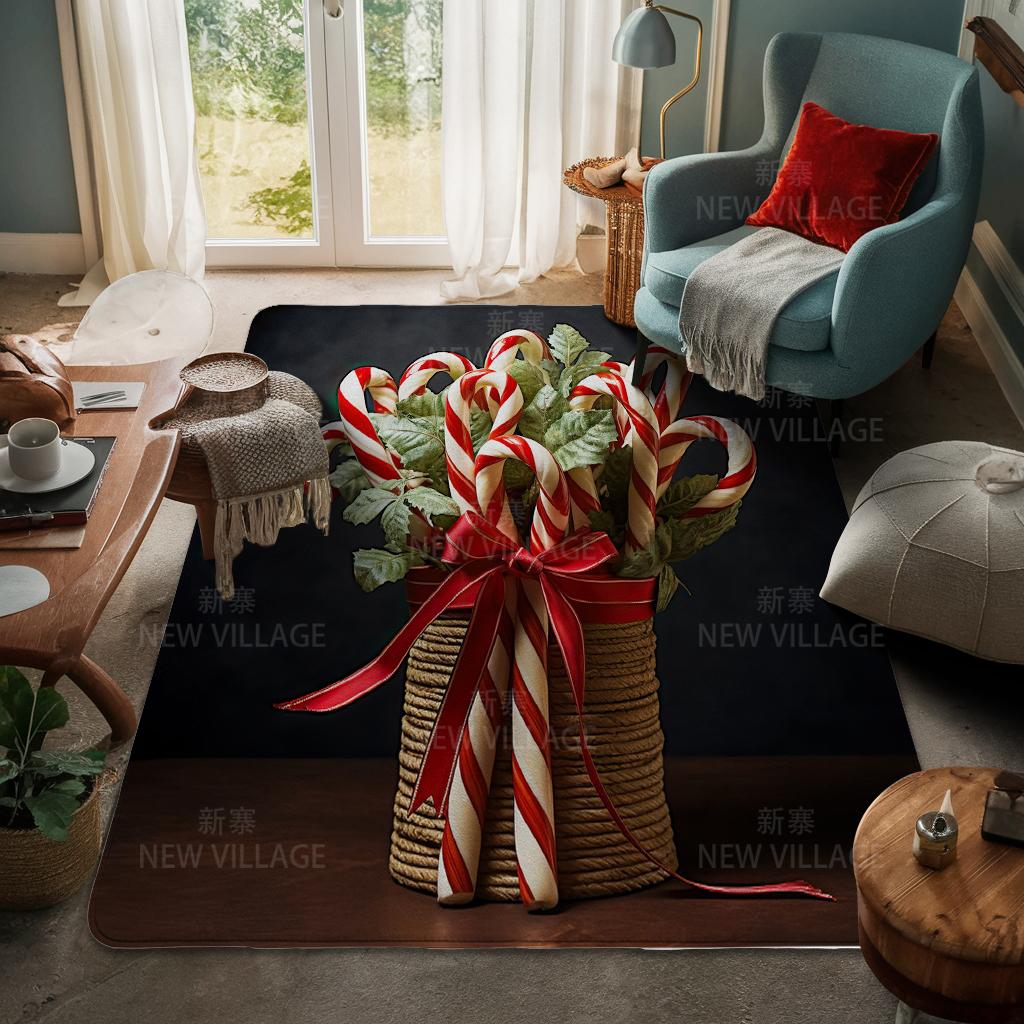 House Entrance Carpet Home Door Mat Living Room Bath Foot Bathroom Non-slip Water Absorption Rugs Bath Merry Christmas Winter