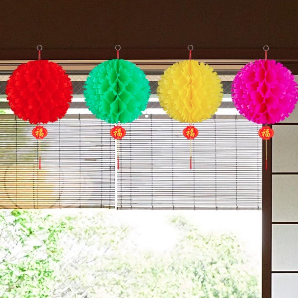 10PCS Waterproof Paper Lantern Ball with Blessing Card Spring Festival Pendant  Chinatown