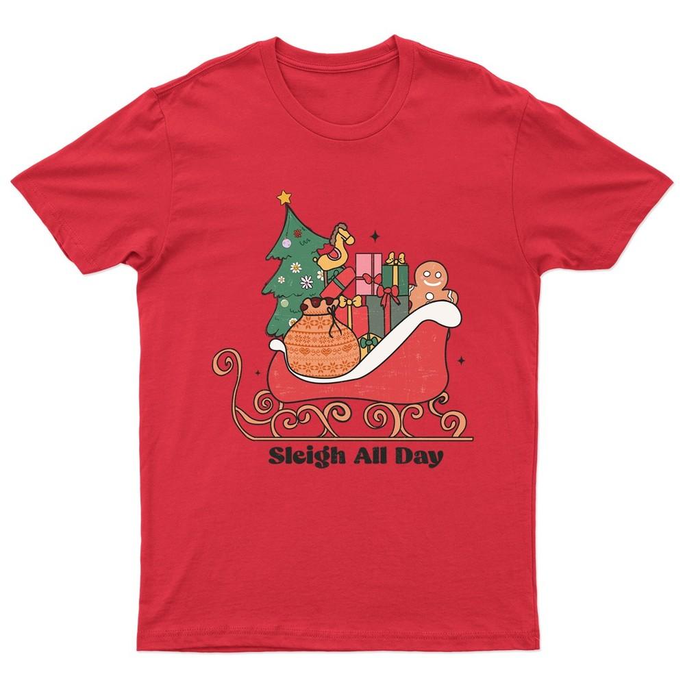 Sleigh All Day Christmas TShirt Unisex Gift Retro Seasonal Funny Xmas Claus S