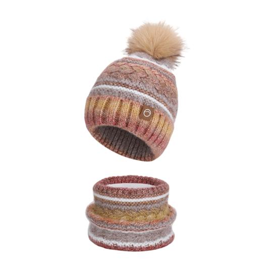 2Pcs/Set Winter Hat Scarf Set Thickened Velvet Lining Colorful Versatile Elastic Fit