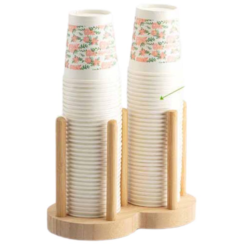 Bamboo Paper Cup Dispenser & Storage Rack