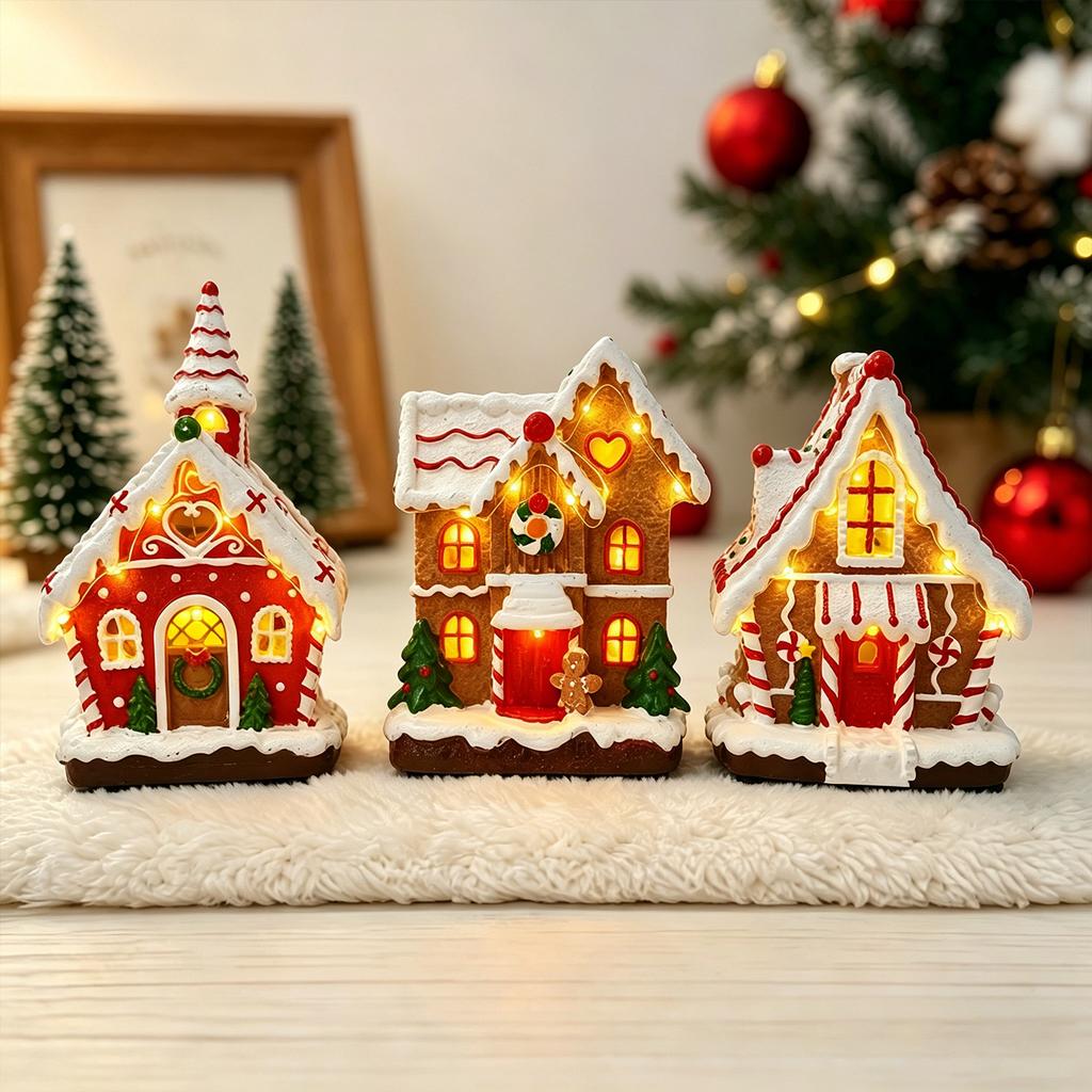 Christmas Gingerbread House Glowing Music LED Christmas Warm Light Candy House Window Desktop Decoration Christmas Gift