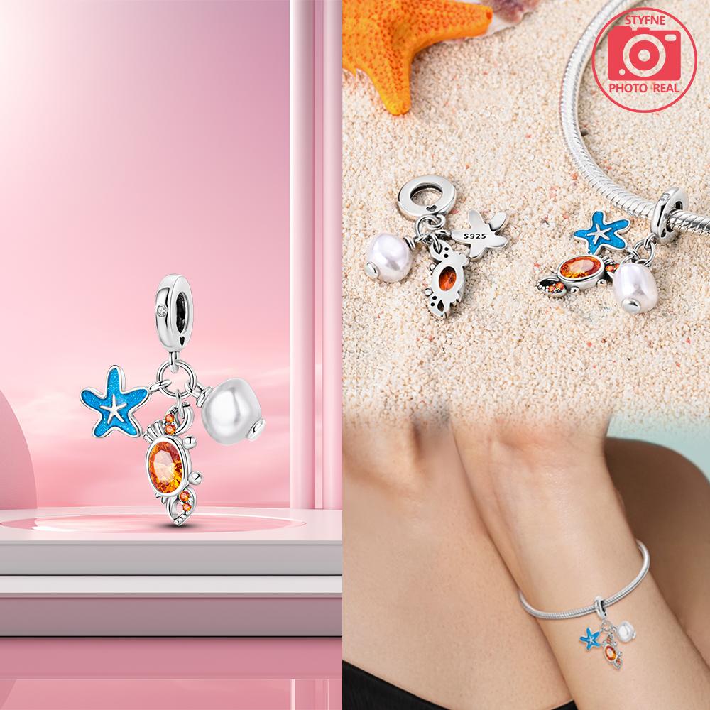 Copper Charms Starfish Crab Pearl Pendant For Dangle Pendant Bead Jewelry Beads  New Gifts For Women