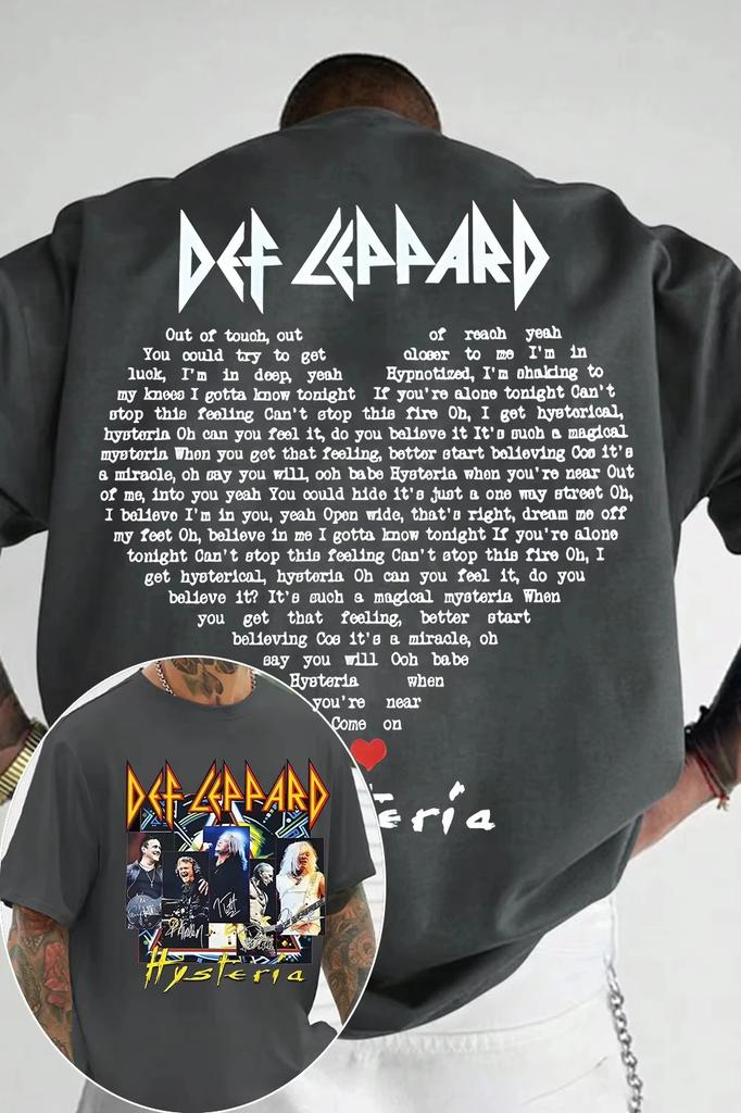 2026 Unisex Clothing Cotton Normcore Tshirt Def Leppard Band Hipster Retro Streetwear Unisex Fashion Oversized Women's Casual Shirt