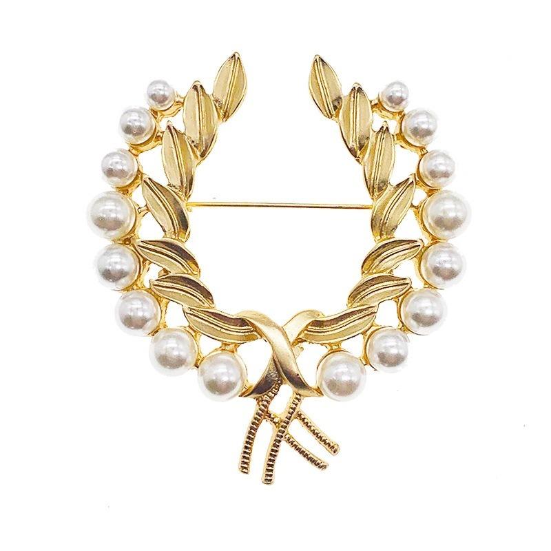 Pearl Wheat Ear Suit Brooch for Women High-end and Versatile Elegant and Grand Brooch