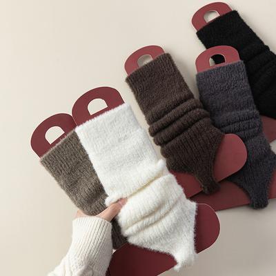 Japanese Style Long High Quality Warm Fuzzy Thick Socks Winter Women Leg Warmers Fashion Plain New Trend Knee High Woman Socks
