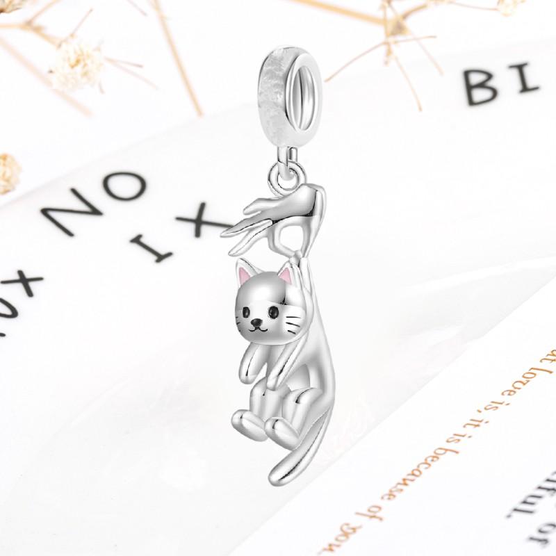 DIY Sparkling Paw Print Charm Beads for Pet Cat Dog Bracelets Jewelry Gifts Accessories