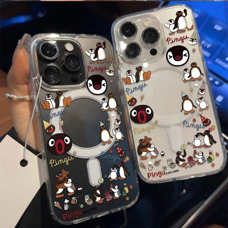 Pingu Familie Magnetische Hartschalenhülle für iPhone 12/13/15/16/17 Pro Max