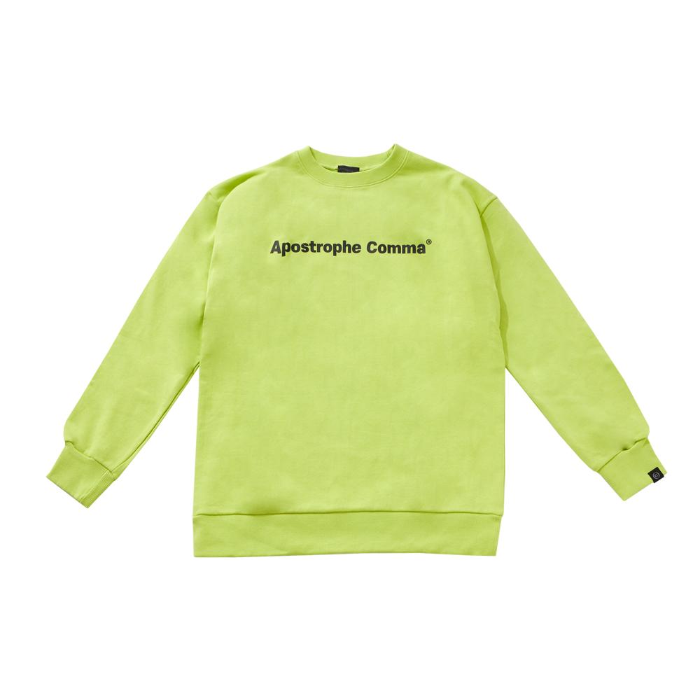 APOSTROPHE COMMA Basic Full Name Logo Sweatshirt (Lime/Black)