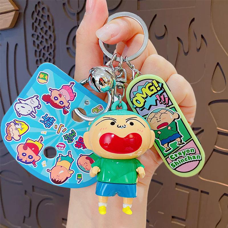 Kawaii Crayon Shin-Chan Skateboard Serie Nøkkelring Anheng Tegneserie Søt Bilnøkkel Anti-Tap Anheng Veskeanheng Bursdagsgave