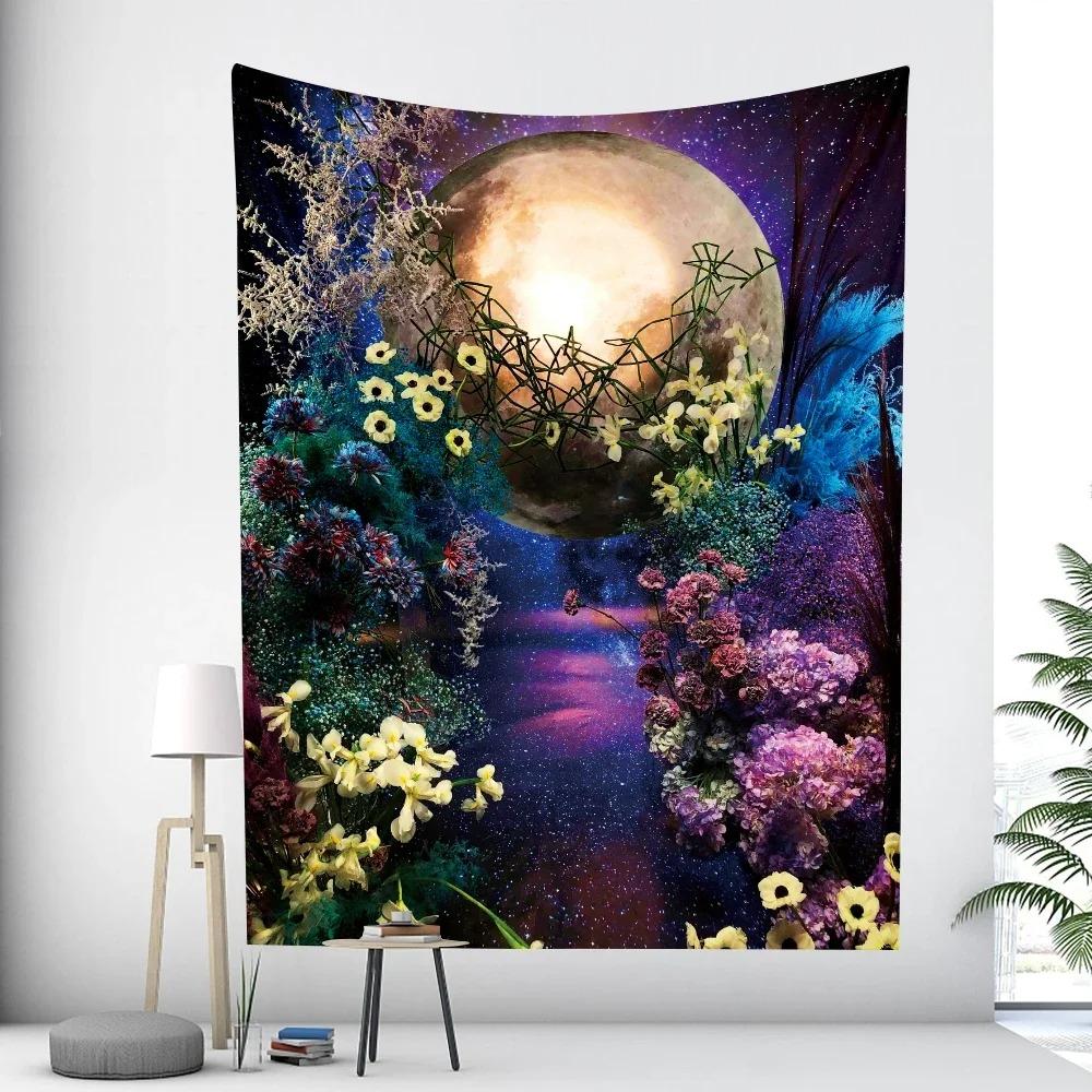 Forest Psychedelic Scene Moon Decorative Tapestry Home Wall Decor Living Room Office Tapestry