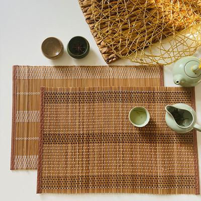 Bamboo Woven Placemat Retangle Shape Thickened Heat-Resistant Oil-Resistant Non-Slip Parties Weddings Banquets
