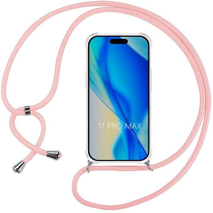 Coque de Protection - BOOLING - iPhone 17 Pro Max - Antichoc Renforcée - Cordon Rose Réglable - Souple