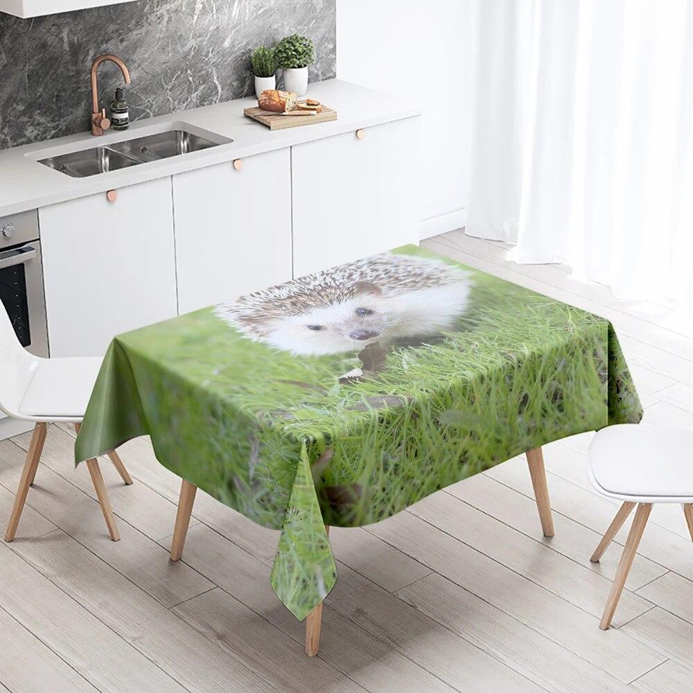 Hedgehog Tablecloth Cute Animal  Anti-Stain Waterproof Rectangular  Kitchen Table Home Decor