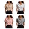 Damen Oberteile Slim Fit Kurzarm Überkreuz V-Ausschnitt Pullover Oberteile Einfarbige Weicher Stoff Sommer Shirt Täglich