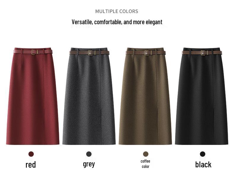 Woolen High-Waist A-Line Midi Skirt for Women - Winter 2025 Collection