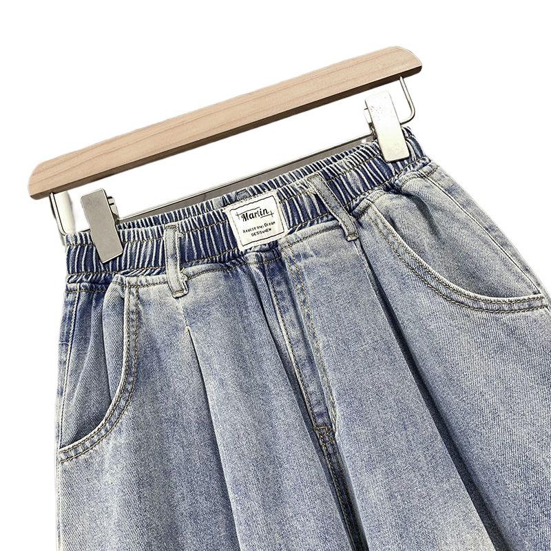 Plus Size Summer Denim Capris for Women, Lightweight Wide-Leg, High-Waist, Slimming Fit, Fits Up to 200 Jin.