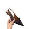 Fashionable versatile pointed shallow mouth sandals Elegant  minimalist women's shoes Baotou buckle thin heel women's shoes
