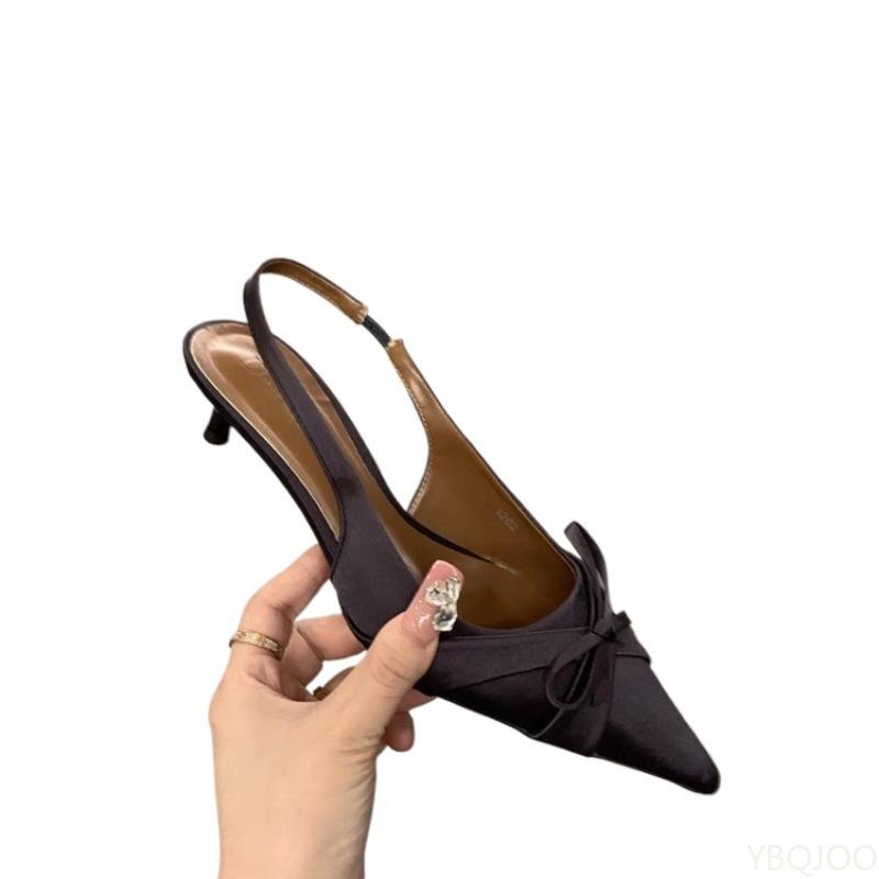 Fashionable versatile pointed shallow mouth sandals Elegant  minimalist women's shoes Baotou buckle thin heel women's shoes