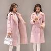 Solid tykk pels Faux Uformell Vinterfrakk Gaver Til Kvinner Mote Saueskinn Langjakke Overfrakk Dame Varm Trench Coats