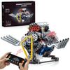1:1 Supercar V8 Engine Building Blocks Set MOC Bricks Technical Model Assembly Toys LED APP RC Car Accessories