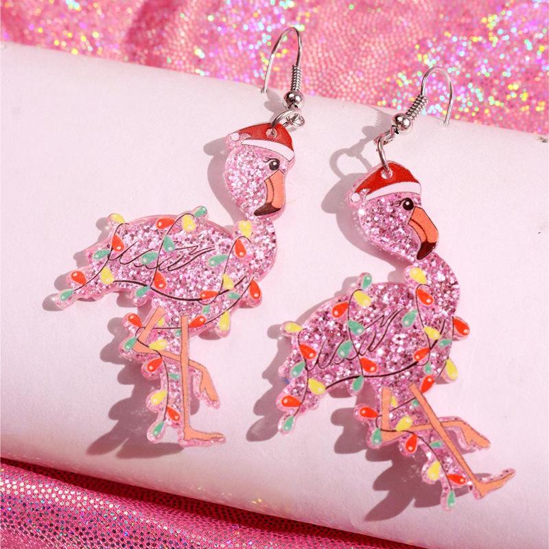 Women's Christmas Flamingo Dangle Earrings - Creative and Versatile Design