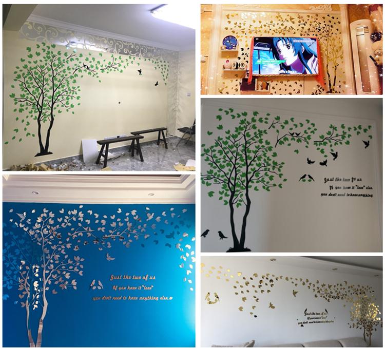 Adesivo da parete a specchio acrilico albero 3D decalcomanie arte fai da te TV sfondo poster da parete decorazione della casa camera da letto soggiorno adesivi