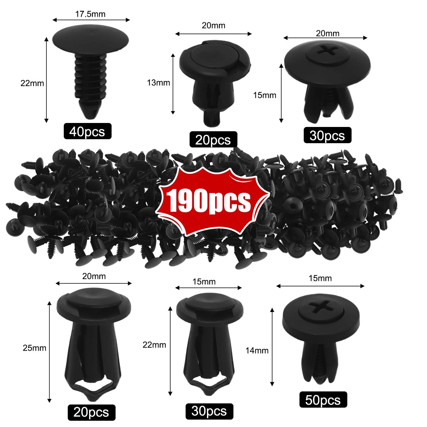 

6 Size 190Pcs Auto Bumper Fastener Clip Plastic Push Retainer Pin Rivet Car Door Trim Fenders Panel Clip Kit Auto Accessories