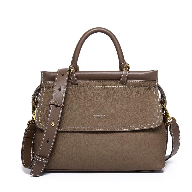 

Женская сумка-тоут на одно плечо с косым плетением The First Layer Of Cowhide, простая кожа, для автомобилей высокого класса, белая линия, портативная женская сумка