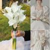5PCS White PU Fake Flower Artificial Calla Lily for Home Decor Wedding Bridal Bouquet Home Table Flower Bouquet Decor 36CM