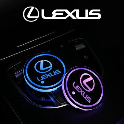 For Emblem ES300 IS300 IS350 ES250 ES350 IS250 CT200H GS350 NX200 LED Car Cup Holder Illuminated Water Coaster Accessories