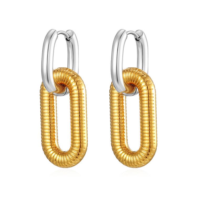 European and American Fashion Long Pendant Ear Buckle Niche Design Fashion Trend High Sense Personality 18K Gold Earrings