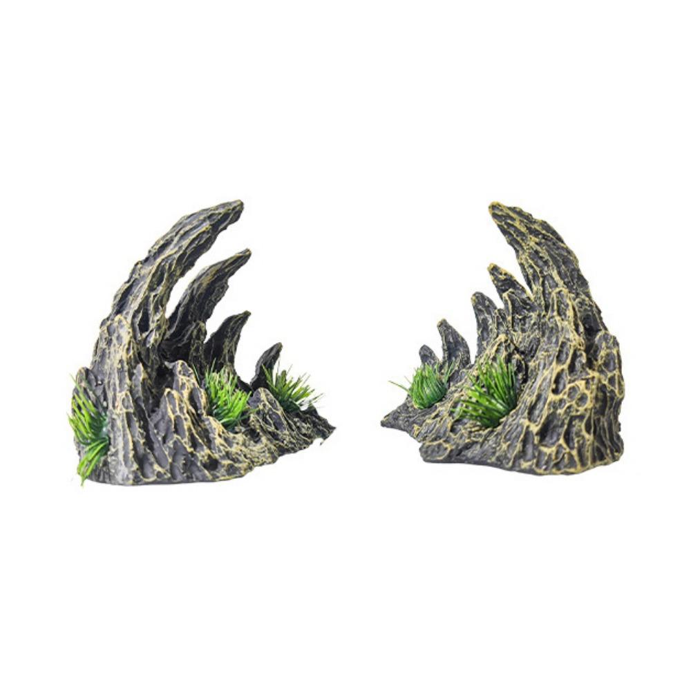 2pcs/set Resin Dragon Bone Landscaping Stones Lifelike Fish Hiding Cave Shelter  Fish Tank