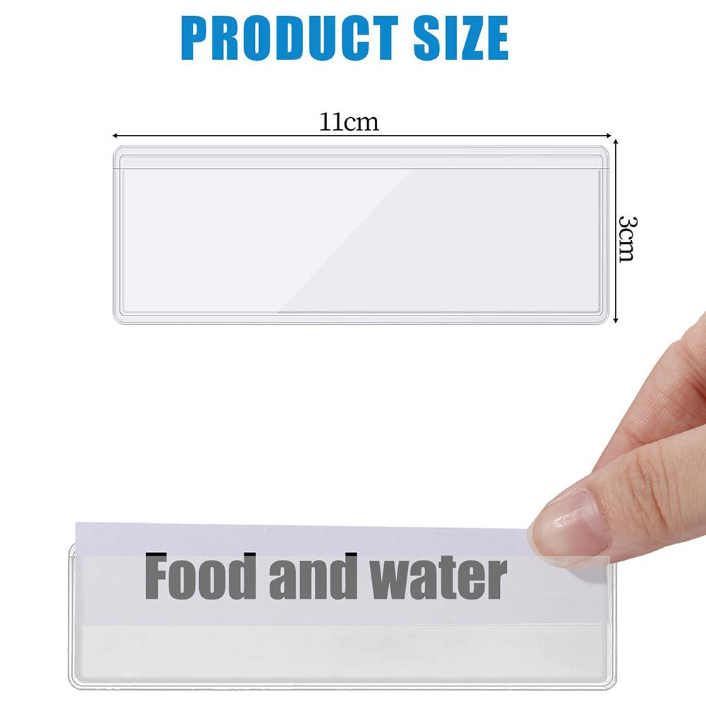 4/32Pcs Label Holders Adhesive Shelf Tag Index Card Pockets Plastic Drawers File Storage Bins Label Holder for Office Kitchen