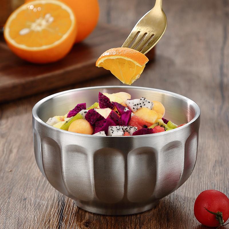 Kulatá miska s dvojitou stěnou z nerezové oceli Izolovaný rámen Ovocná polévka Misky na salát Kuchyňské nádobí Protiskluzové dno Nádoba na potraviny
