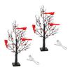 LED Christmas Tree Light with Cardinals Glowing Vintage Tree Decor Red Bird Trees Light Tabletop Festive Lights for Home Office Party